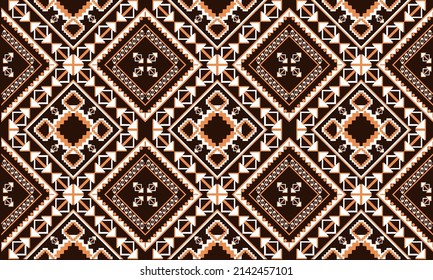 Patrón geométrico étnico oriental ikat tradicional Diseño para fondo, alfombra, papel pintado, ropa, envoltura,Batik,tela,Ilustración vectorial.estilo bordado.
