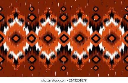Geometric ethnic oriental ikat pattern traditional Design for background,carpet,wallpaper,clothing,wrapping,Batik,fabric,Vector illustration.embroidery style