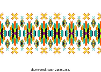 Geometric ethnic oriental ikat pattern traditional Design for background,carpet,wallpaper,clothing,wrapping,Batik,fabric,Vector illustration.embroidery style.