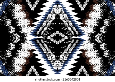 Geometric ethnic oriental ikat pattern traditional Design for background,carpet,wallpaper,clothing,wrapping,Batik,fabric,Vector illustration.embroidery style.