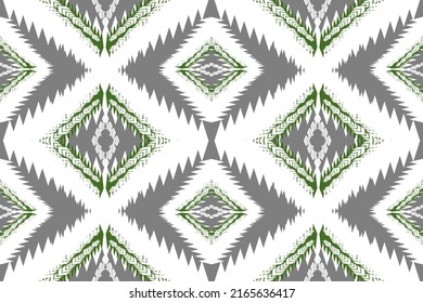Patrón geométrico étnico oriental ikat tradicional Diseño para fondo, alfombra, papel pintado, ropa, envoltura, Batik, tela, ilustración vectorial. Estilo bordado.