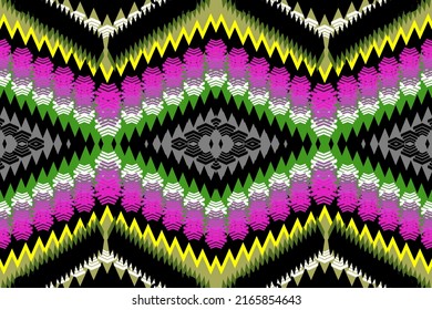 Geometric ethnic oriental ikat pattern traditional tribal Design for background,carpet,wallpaper,clothing,wrapping,batik,fabric,vector illustration. Embroidery style.