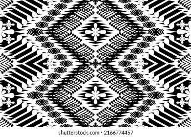 Geometric ethnic oriental ikat pattern traditional Design for background,carpet,wallpaper,clothing,wrapping,Batik,fabric,Vector illustration. Embroidery style.