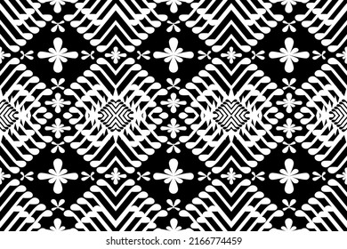 Geometric ethnic oriental ikat pattern traditional Design for background,carpet,wallpaper,clothing,wrapping,Batik,fabric,Vector illustration. Embroidery style.