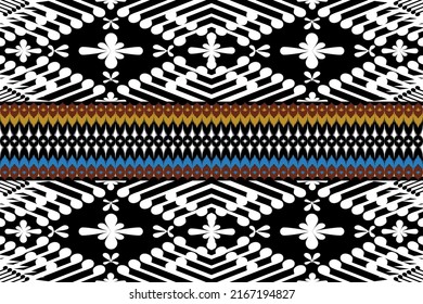 Geometric ethnic oriental ikat pattern traditional Design for background,carpet,wallpaper,clothing,wrapping,Batik,fabric,Vector illustration. Embroidery style.