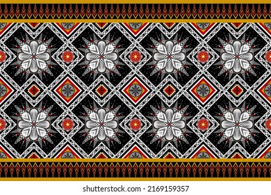 Geometric ethnic oriental ikat pattern traditional Design for background,carpet,wallpaper,clothing,wrapping,Batik,fabric,Vector illustration.embroidery style.