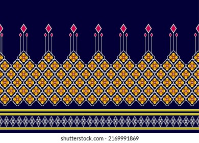 Geometric ethnic oriental ikat pattern traditional Design for background,carpet,wallpaper,clothing,wrapping,Batik,fabric,Vector illustration.embroidery style.