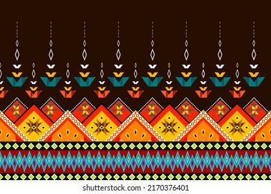Geometric ethnic oriental ikat pattern traditional Design for background,carpet,wallpaper,clothing,wrapping,Batik,fabric,Vector illustration.embroidery style.