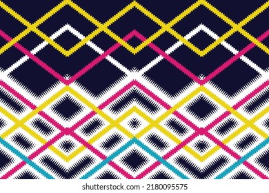 Geometric ethnic oriental ikat pattern traditional Design for background,carpet,wallpaper,clothing,wrapping,Batik,fabric,Vector illustration.embroidery style.fashion on sarong and table runner. Pillow