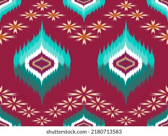Geometric ethnic oriental ikat pattern traditional Design for background,carpet,wallpaper,clothing,wrapping,Batik,fabric,Vector illustration.embroidery style.