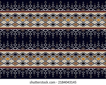 Geometric ethnic oriental ikat pattern traditional Design for background,
carpet,wallpaper,clothing,wrapping,Batik,fabric,Vector illustration.embroidery style.
