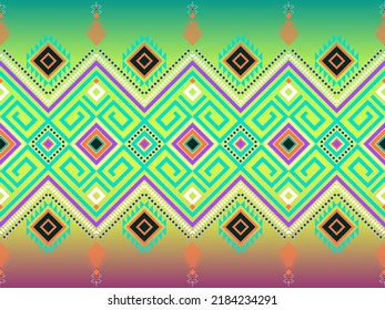 Geometric ethnic oriental ikat pattern traditional Design for background,carpet,wallpaper,clothing,wrapping,Batik,fabric,Vector illustration.embroidery style.