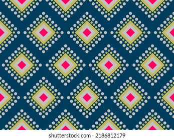 Geometric ethnic oriental ikat pattern traditional Design for background,carpet,wallpaper,clothing,wrapping,Batik,fabric,Vector illustration.embroidery style.	
