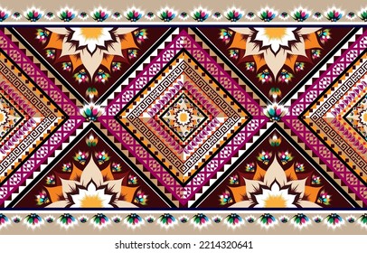 Geometric ethnic oriental ikat pattern traditional Design for background,
carpet,wallpaper,clothing,wrapping,Batik,fabric,Vector illustration.embroidery style.
