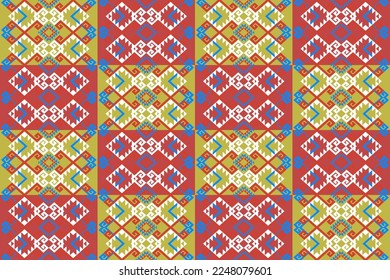 Geometrisches ethnisch-orientalisches Klimatmuster traditionelles Design für Hintergrund, Teppich, Tapeten, Kleidung, Umhüllung, Batik, Stoff, Vektorgrafik. Stickereistil.
