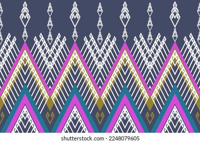 Geometric ethnic oriental ikat pattern traditional Design for background,carpet,wallpaper,clothing,wrapping,Batik,fabric,Vector illustration. Embroidery style.