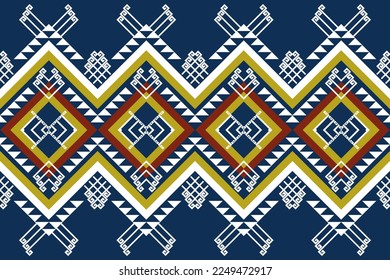 Geometric ethnic oriental ikat pattern traditional Design for background,carpet,wallpaper,clothing,wrapping,Batik,fabric,Vector illustration. Embroidery style.