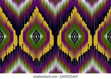 Geometric ethnic oriental ikat pattern traditional Design for background,carpet,wallpaper,clothing,wrapping,Batik,fabric,Vector illustration.embroidery style.