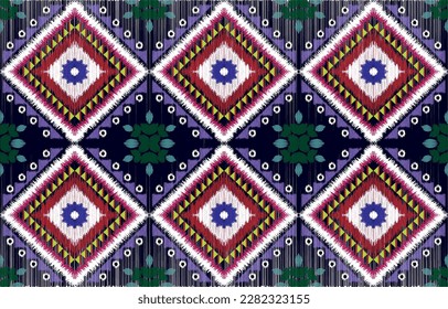 Geometric ethnic oriental ikat pattern traditional Design for background,carpet,wallpaper,clothing,wrapping,Batik,fabric,Vector illustration.embroidery style.