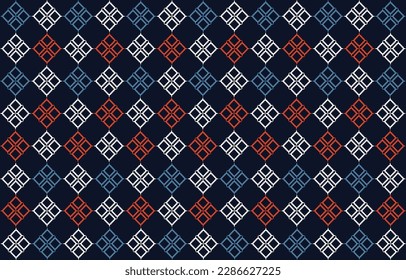 Patrón geométrico étnico oriental ikat tradicional Diseño para fondo, alfombra, papel pintado, ropa, envoltura, Batik,tela,Ilustración vectorial.estilo bordado.