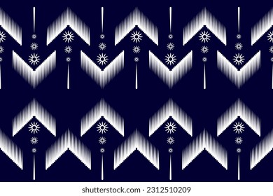 Diseño tradicional del patrón de Ikat oriental geométrico para fondo, alfombra, tapiz, ropa, envuelto, batik, tela. Estilo Bordado.