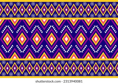 Geometric Ethnic Oriental Ikat Pattern Traditional Design for Background, Carpet, Wallpaper, Clothing, Wrapping, Batik, Fabric. Embroidery Style.