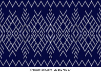 Diseño tradicional del patrón de Ikat oriental geométrico para fondo, alfombra, tapiz, ropa, envuelto, batik, tela. Estilo Bordado.