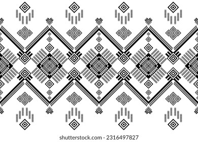 Geometric Ethnic Oriental Ikat Pattern Traditional Design for Background, Carpet, Wallpaper, Clothing, Wrapping, Batik, Fabric. Embroidery Style.