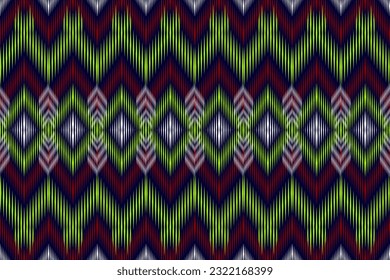 Geometric Ethnic Oriental Ikat Pattern Traditional Design for Background, Carpet, Wallpaper, Clothing, Wrapping, Batik, Fabric. Embroidery Style.
