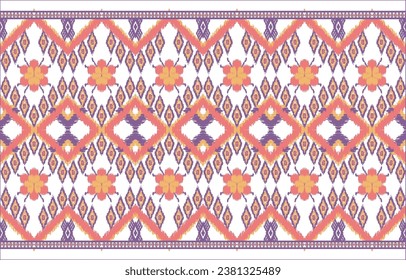 Geometric ethnic oriental ikat pattern traditional Design for background,carpet,wallpaper,clothing,wrapping,Batik,fabric,Vector illustration.embroidery style.