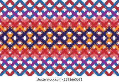 Geometric ethnic oriental Ikat pattern traditional Design for background,carpet,wallpaper,clothing,wrapping,Batik,fabric,Vector embroidery style. 