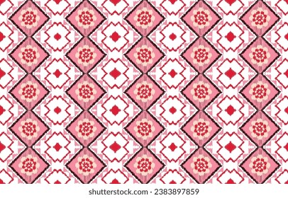 Geometric ethnic oriental ikat pattern traditional Design for background,carpet,wallpaper,clothing,wrapping,Batik,fabric,Vector illustration.embroidery style.