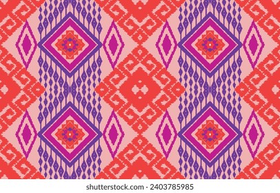 Geometrisches ethnisch orientalisches Klimatmuster traditionelles Design Rot für Hintergrund, Teppich, Tapete, Kleidung, Umhüllung, Batik, Stoff, Vektorgrafik.Stickereistil.