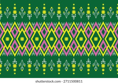 Geometric ethnic oriental ikat pattern traditional Design for background,carpet,wallpaper,clothing,wrapping,Batik,fabric,Vector illustration.embroidery style.
