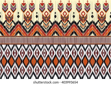 Geometric ethnic oriental ikat pattern traditional Design for background,carpet,wallpaper,clothing,wrapping,Batik,fabric,Vector illustration.embroidery style.