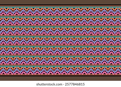 Geometric ethnic oriental ikat seamess pattern traditional Design for background, carpet, wallpaper, clothing, wrapping, Batik, fabric, Vector illustration.embroidery style.