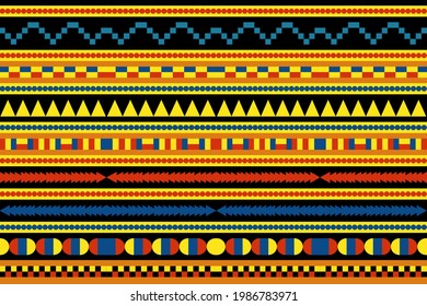 Geometric ethnic oriental ikat seamless pattern traditional Design for background,carpet,wallpaper,clothing,wrapping,Batik,fabric,Vector illustration.