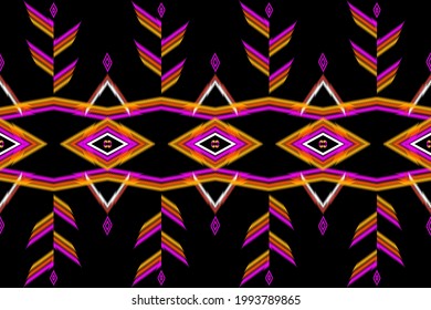 Geométrico étnico oriental ikat patrón sin fisuras Diseño tradicional para fondo, alfombra, papel tapiz, ropa, envoltura, Batik,tela,Ilustración vectorial.estilo bordado.