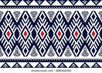Geometric ethnic oriental ikat seamless pattern traditional Design for background, carpet, wallpaper, clothing, wrapping, batik, fabric with embroiders style  - Vector illustration eps 10