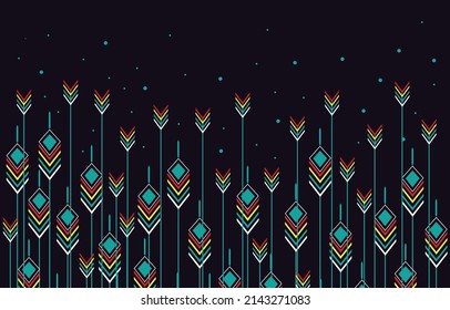 Geometric ethnic oriental ikat seamless pattern traditional Design for background,carpet,wallpaper,clothing,clothing,Batik,fabric,Vector illustration.embroidery style.