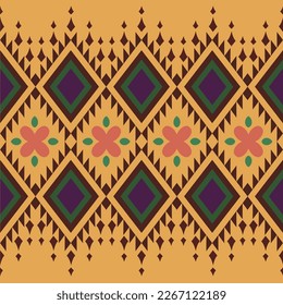 Geometric ethnic oriental ikat seamless pattern traditional. Design for background,carpet,wallpaper,clothing,wrapping,fabric,Vector, cover.