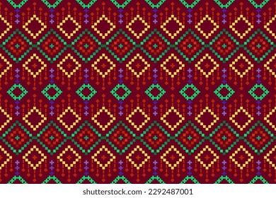 Geometric ethnic oriental ikat seamless pattern traditional background. vector design for fashion, fabric, wallpaper and all prints color. carpet,wallpaper,clothing,wrapping,Batik,fabric,Vector.