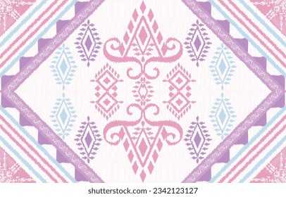 Geometric ethnic oriental ikat seamless pattern traditional Design for background,carpet,wallpaper,clothing,wrapping,Batik,fabric,Vector illustration.embroidery style.