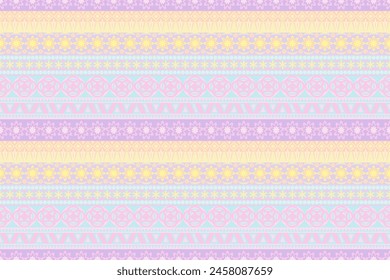 Geometric ethnic oriental ikat seamless pattern traditional Design for background,carpet,wallpaper,clothing,wrapping,Batik,fabric,Vector illustration.embroidery style.