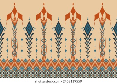 Geometric ethnic oriental ikat seamless pattern traditional Design for background,carpet,wallpaper,clothing,wrapping,Batik,fabric,Vector illustration.embroidery style.