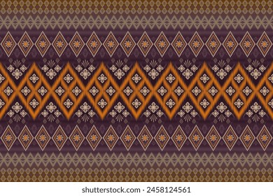 Geometric ethnic oriental ikat seamless pattern traditional Design for background,carpet,wallpaper,clothing,wrapping,Batik,fabric,Vector illustration.embroidery style.