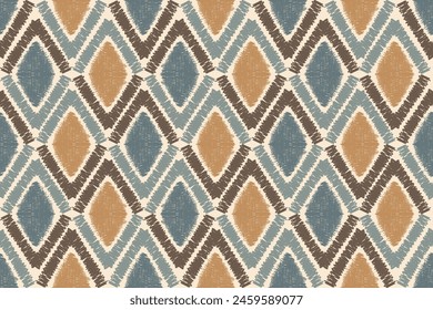 Geometric ethnic oriental ikat seamless pattern traditional Design for background, carpet, wallpaper, clothing, wrapping, Batik, fabric, Vector illustration embroidery style