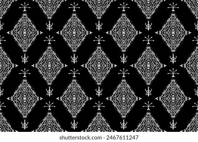 Geometric ethnic oriental ikat seamless pattern traditional Design for background,carpet,wallpaper,clothing,wrapping,Batik,fabric,Vector illustration.embroidery style.