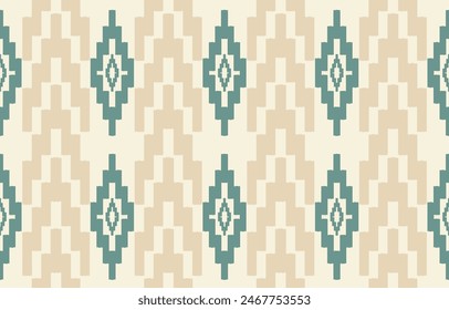 Ikat oriental étnico geométrico sin patrón de color oriental. Estampado de ornamento azteca. Diseño para el fondo, cortina, alfombra, Fondo de pantalla, ropa, envoltura, Batik, Ilustración vectorial.