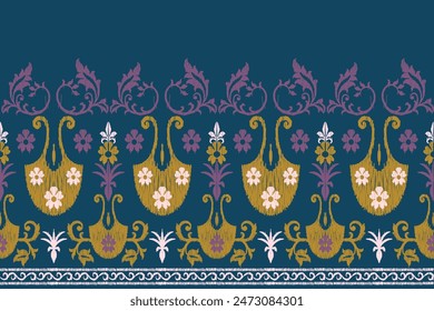 Geometric ethnic oriental ikat seamless pattern traditional background. vector design for fashion, ikat fabric, wallpaper and all prints color. carpet,wallpaper,clothing,wrapping,Batik,fabric,Vector